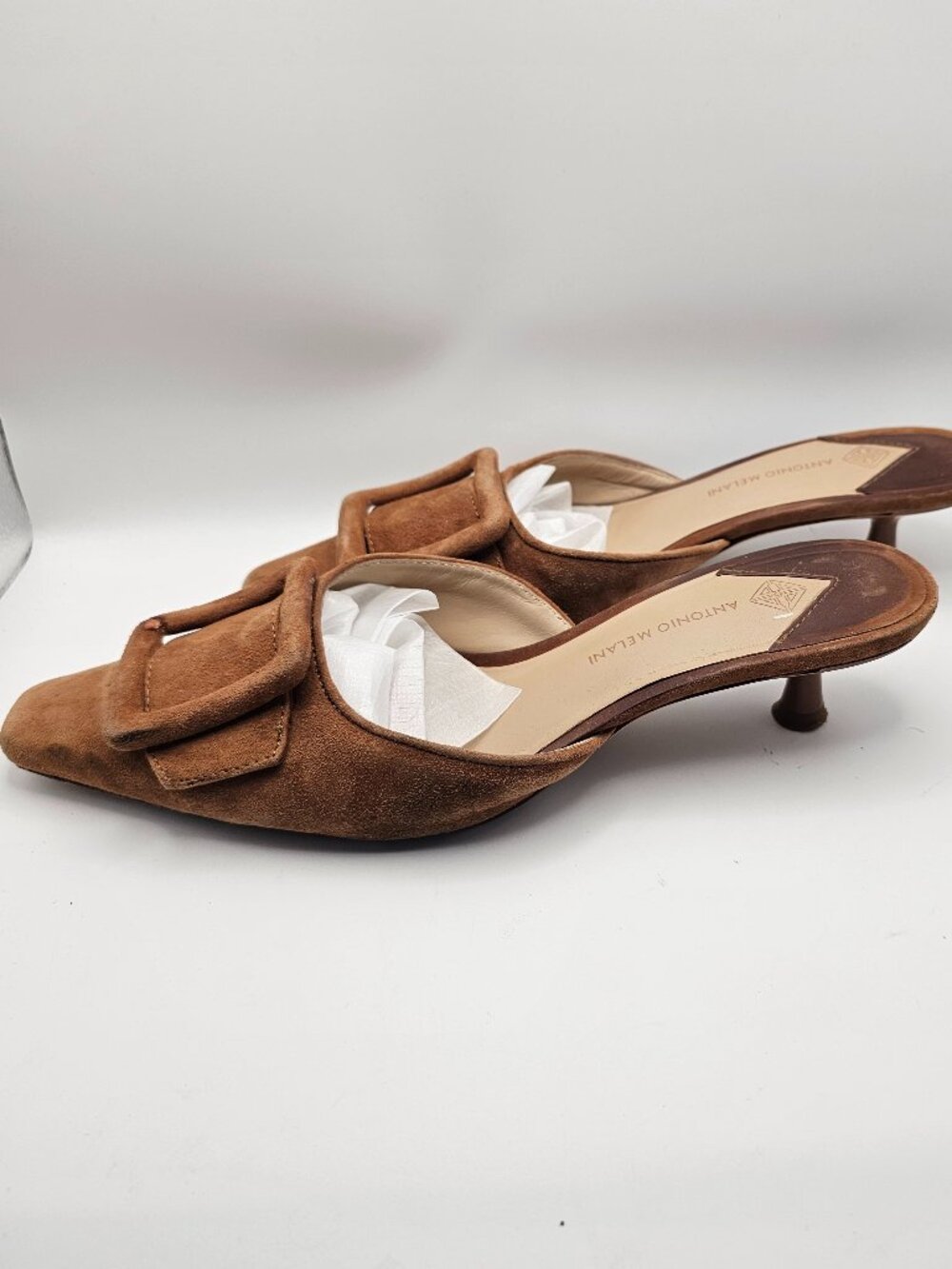Antonio Melani “Kendra” Suede Buckle Detail Pointed‑Toe Dress Mules – Size 7M - Picture 5 of 7